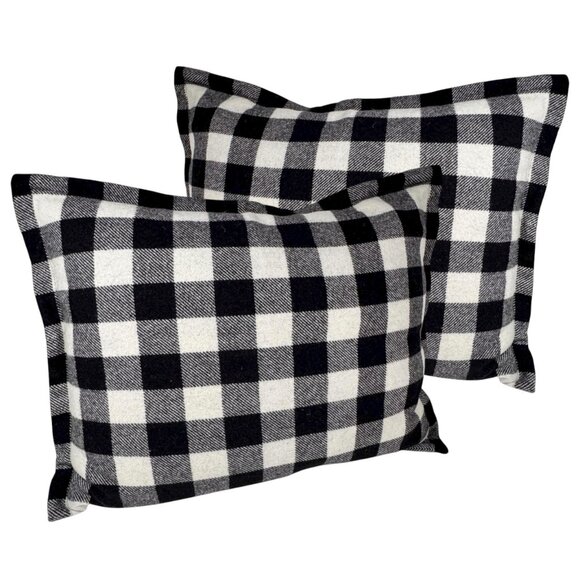 VTG Lauren Ralph Lauren Winter Cottage Wool Buffalo Plaid Sham Set Of 2 20x26 - Picture 1 of 16